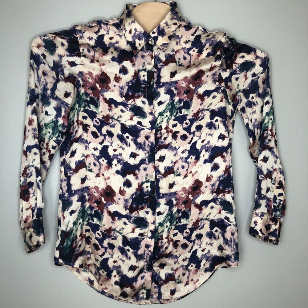 Lauren Ralph Lauren Women's Medium Floral Pattern Button Up Long Sleeve Blouse